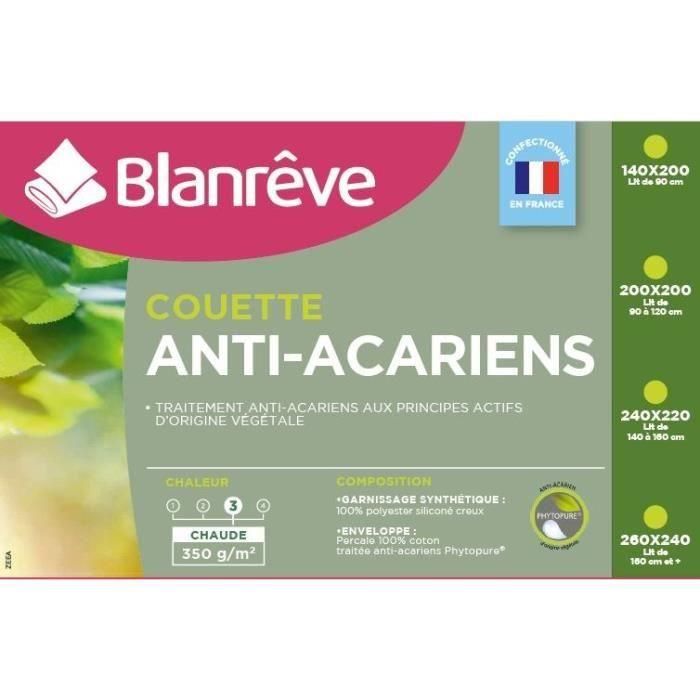 BLANREVE Edredón cálido Percale - Anti-ácaros - 350g / m² - 200x200cm 1 BLANREVE Edredón cálido Percale - Anti-ácaros - 350g / m² - 200x200cm 1