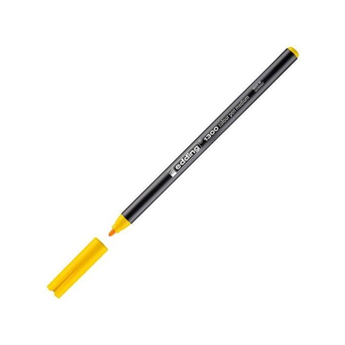 Edding Rotulador 1300 Trazo Medio Amarillo - Fibra para Papel Claro, Tinta Acuarelable Secado Rápido (Pack 10 Unidades) (10 Unidades)