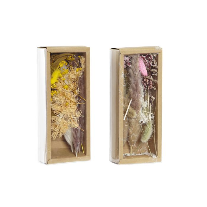 DKD Home Decor Ramo Shabby Amarillo Rosa 5 x 23 x 10 cm (6 Unidades) 1