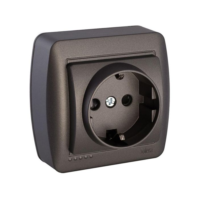 Solera Base fija 2p+t, 16A 250V~, color grafito, serie mural, superficie 0 Solera Base fija 2p+t, 16A 250V~, color grafito, serie mural, superficie 0