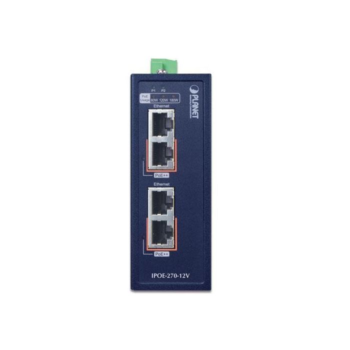 Planet Inyector PoE++ industrial 2 canales multi-gigabit 802.3bt 12V 1 Planet Inyector PoE++ industrial 2 canales multi-gigabit 802.3bt 12V 1