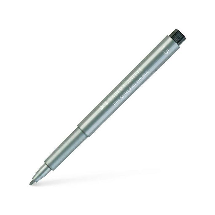 Faber Castell Rotulador Pitt Artist Pen Metallic 1,5 mm Plata (10 Unidades) Tinta Pigmentada Alta Cobertura y Resistencia a la Luz (10 Unidades)