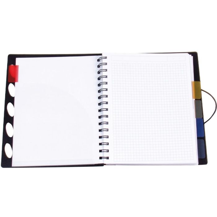 Cuaderno Espiral Liderpapel A5 Micro Executive Tapa Plastico 100H 80 gr Cuadro 5 mm 5 Separadores Con Gomilla Negro 3