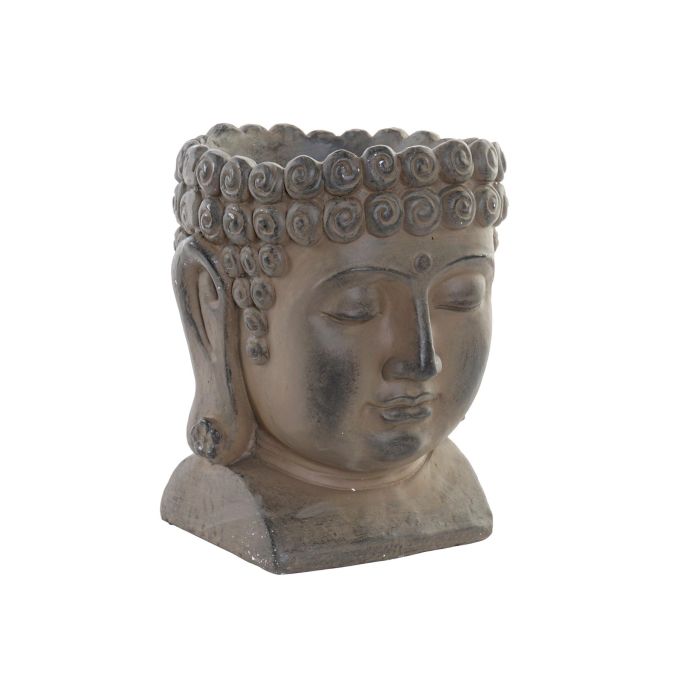 DKD Home Decor Macetero de Fibra de Vidrio para Jardín y Terraza, Diseño Buda - 30 cm de Alto