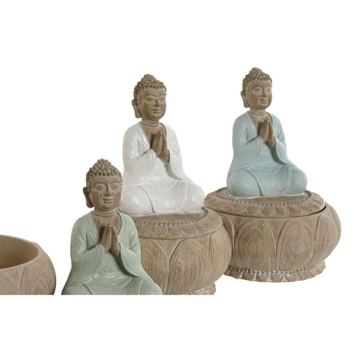 Figura Decorativa Home ESPRIT Blanco Verde Turquesa Oriental 11 x 11 x 15 cm (3 Unidades) 2 Figura Decorativa Home ESPRIT Blanco Verde Turquesa Oriental 11 x 11 x 15 cm (3 Unidades) 2