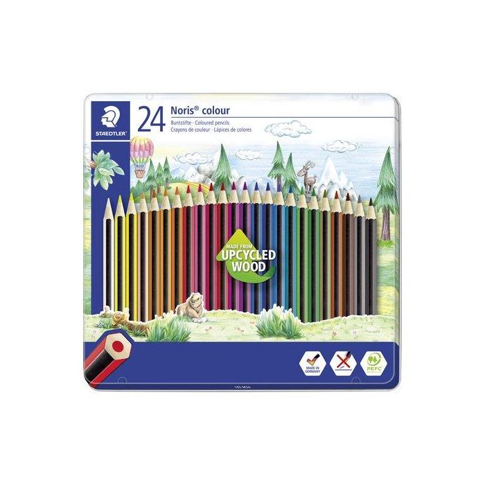 Lapices De Colores Staedtler 185 Noris Colour Wopex Estuche Metal De 24