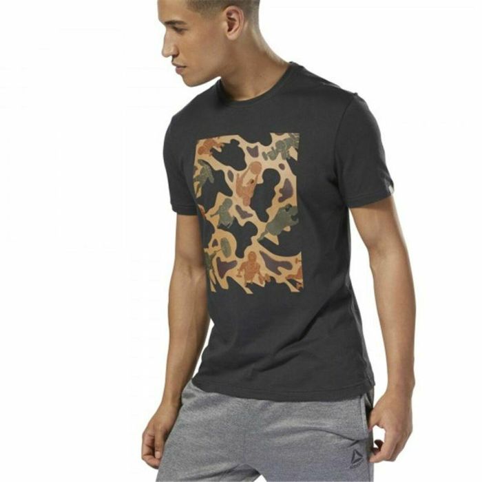 Camiseta de Manga Corta Hombre Reebok Sportswear Training Camuflaje Negro 5