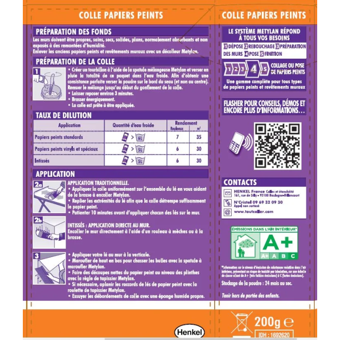 Metylan MET3178040637962 Pegamento para Papel Tapiz Todos los Papeles Paquete de 200 g 1 Metylan MET3178040637962 Pegamento para Papel Tapiz Todos los Papeles Paquete de 200 g 1