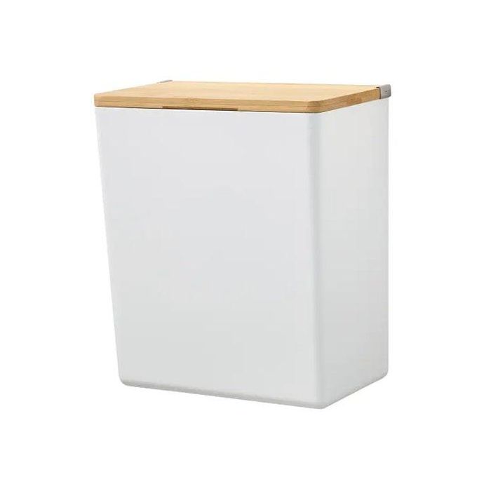 Caja De Almacanamiento Tesa Baboo Autoadhesiva Grande Blanca Con Tapa Bambu