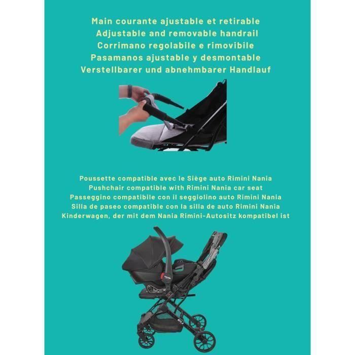 NANIA - Cochecito compacto - MYLA - 4 ruedas - Negro 5