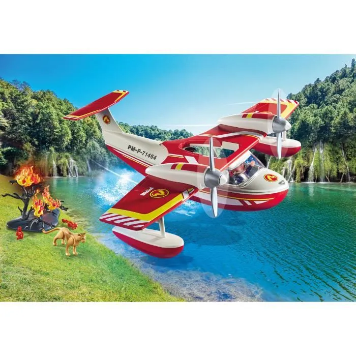 Playmobil Hidroavión de Bomberos Action Heroes 71463 - Juguete de Misiones de Rescate con Función de Extinción 1