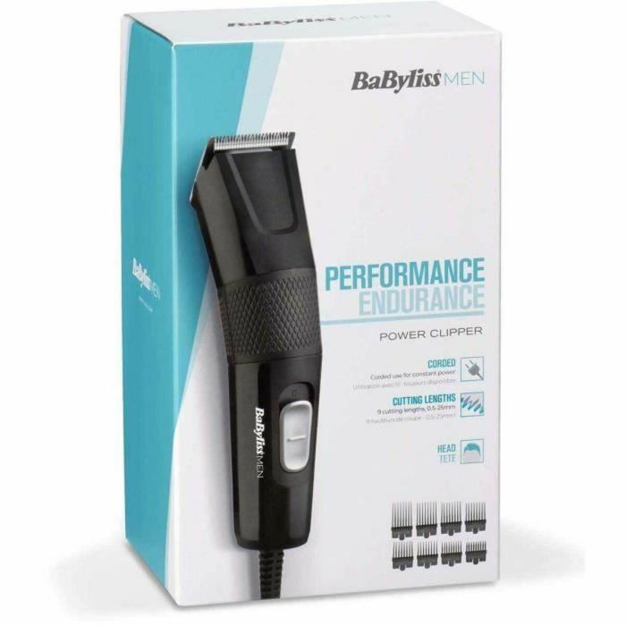 Babyliss Cortapelos E756E Power Clipper Cuchilla Acero Inoxidable 45mm 8 Guardas 9 Longitudes de 0.5mm a 25mm Cable 2m 3
