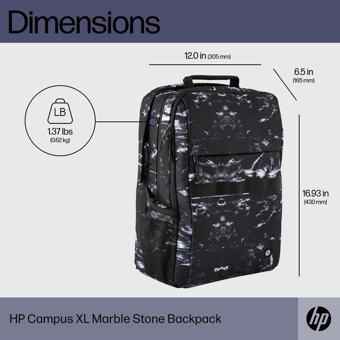 HP Campus XL Marble Stone Backpack, Mochila Antirrobo con Cremallera Bloqueable y Materiales Repelentes a la Lluvia, Espaciosa 4