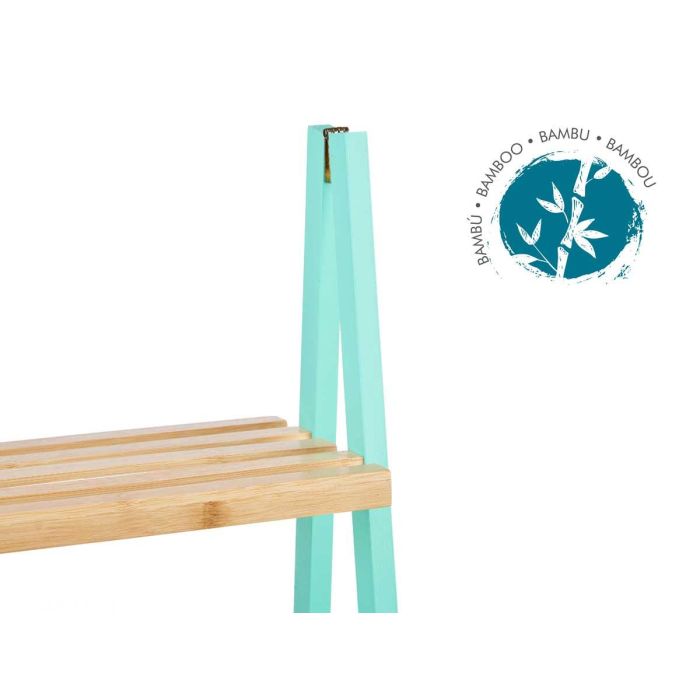 Berilo Estanteria Escalera 4 Estantes Bambu y Madera Pino, Color Menta y Natural, 40x109.3x30cm 3
