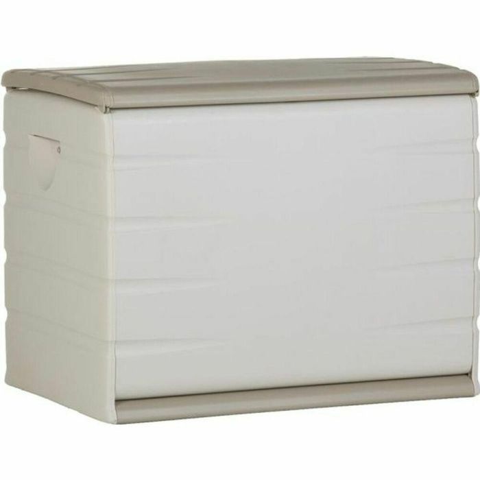 PLASTIKEN Safe 260L - Baúl de Almacenamiento Multiusos Interior/Exterior con Ruedas y Candado Beige para Jardín o Juguetes
