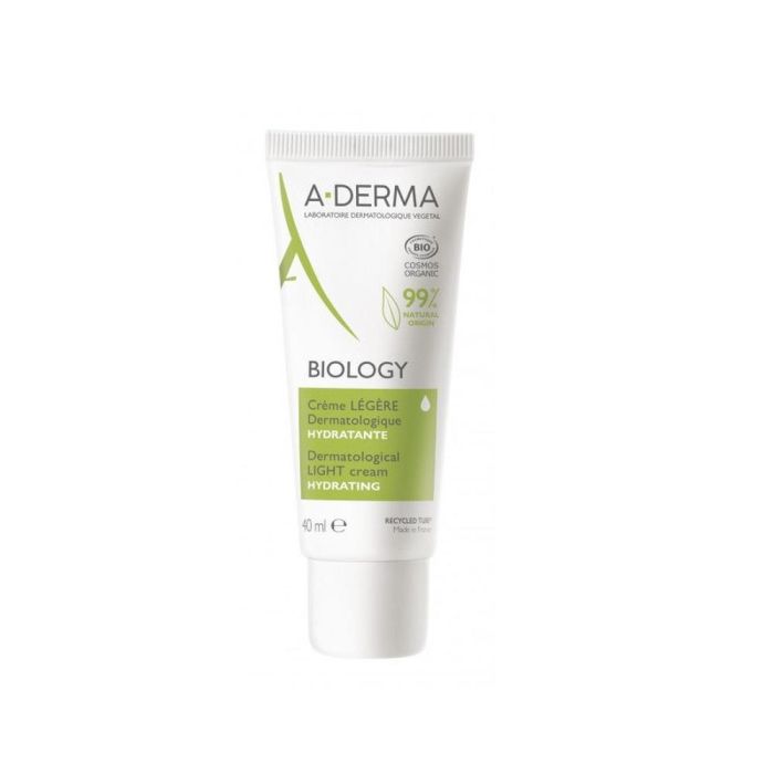 A-Derma Biology Crema Hidratante Ligera Facial 24h Piel Frágil Normal a Mixta Equilibra y Fortalece Bio Vegana Sin Perfume 40 ml