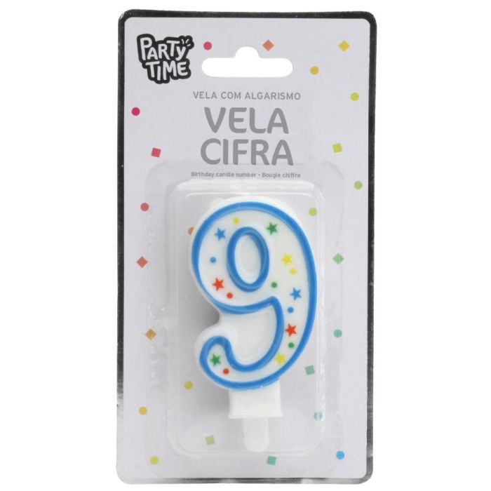 Vela Aniversario 9 Party Time 9,5 cm 1 Vela Aniversario 9 Party Time 9,5 cm 1