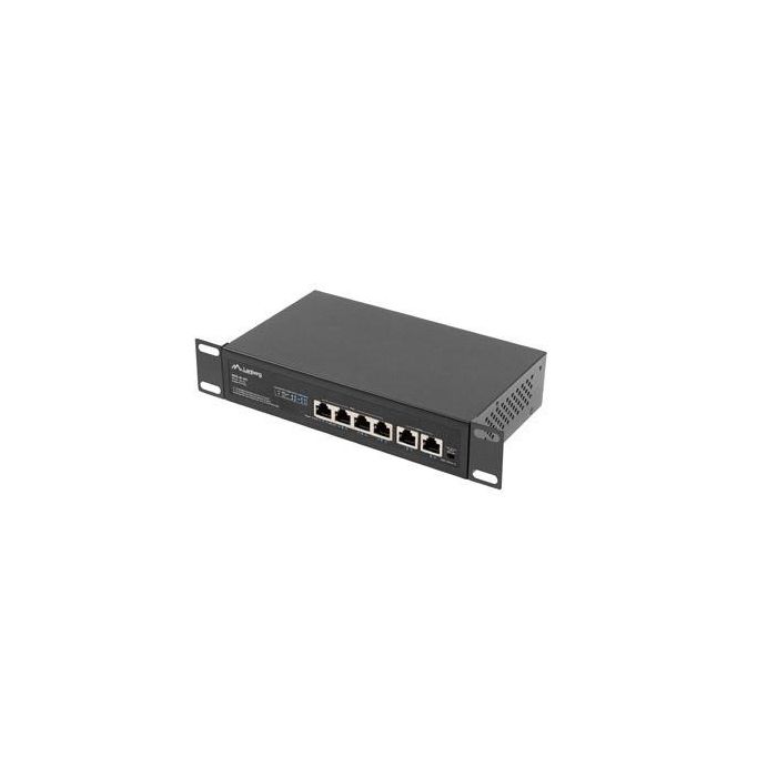 LANBERG RSFE-4P-2FE-60 Switch No Administrado Fast Ethernet 6 Puertos RJ-45 PoE Montaje en Rack 1U Negro 2