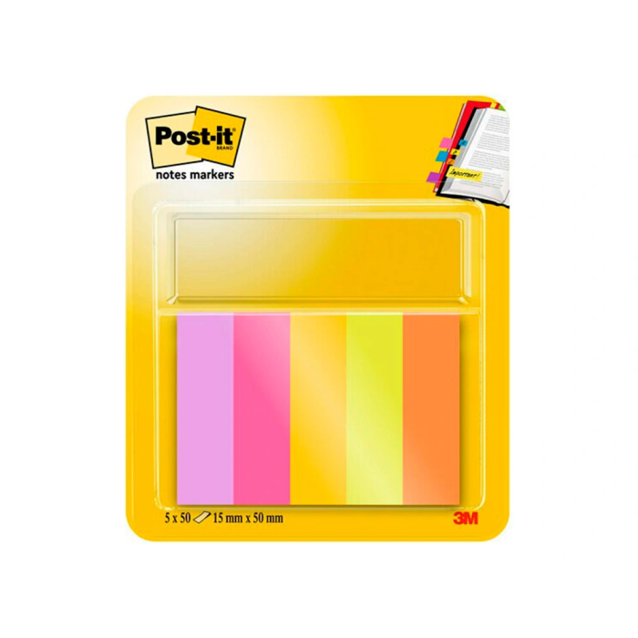 Post-it Bloc de Notas Adhesivas Mininotas Energetic Colour, 15 x 50 mm, 50 Hojas, Pack 5 Unidades 1