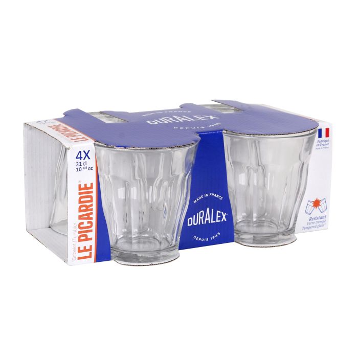 Duralex Set 4 Vasos Picardie Transparente 310 cc - Colección Picardie de Duralex, Vidrio Templado Resistente al Choque Térmico y Mecánico (12 Cajas) 5