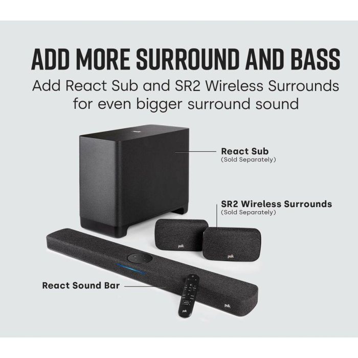 Barra de Sonido Polk REACTBAR Negro 100 W 3 Barra de Sonido Polk REACTBAR Negro 100 W 3