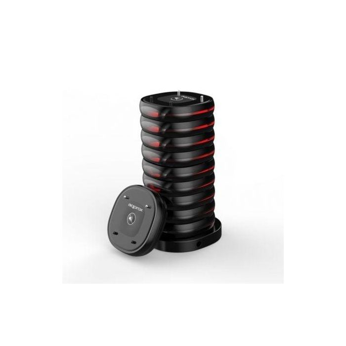 Approx appCUSTOMERCALLERKIT Kit Avisador de Clientes Inalámbrico con Transmisor, 10 Discos y Base de Carga, Hostelería, Vibración, Luz y Sonido 2 Approx appCUSTOMERCALLERKIT Kit Avisador de Clientes Inalámbrico con Transmisor, 10 Discos y Base de Carga, Hostelería, Vibración, Luz y Sonido 2