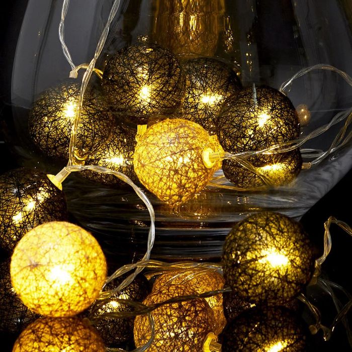 Home Deco Factory Guirnalda Luz 15 Led Negro y Dorado, Conexión Usb, Ideal para Decoración 4