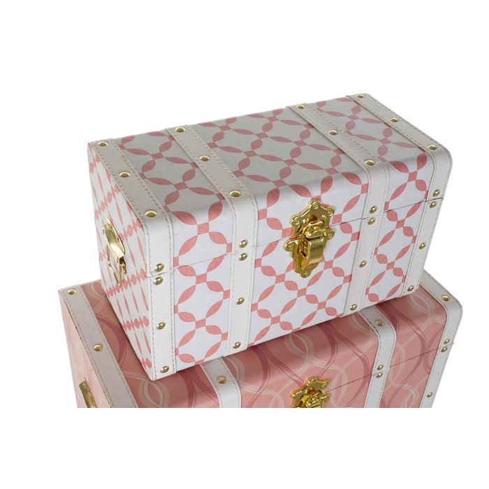 Baul Sixties DKD Home Decor Naranja Blanco 35 x 41 x 60 cm Set de 4 1