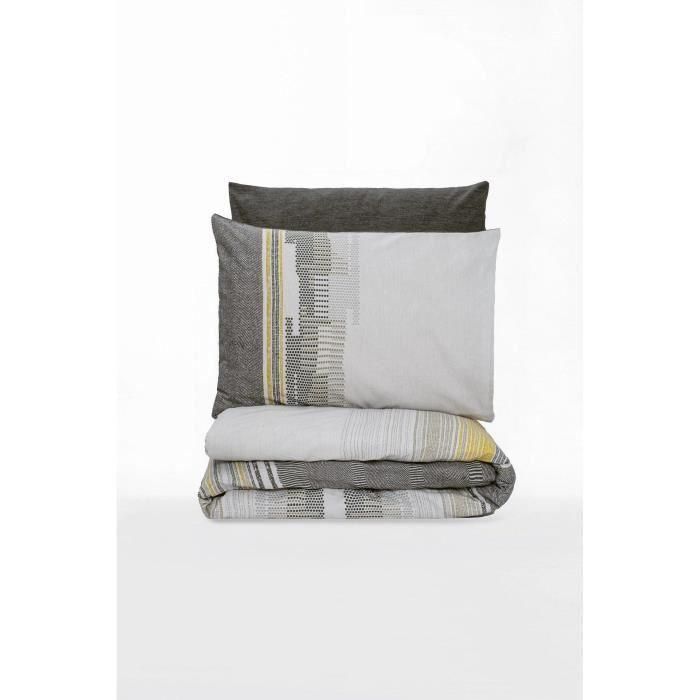 Juego de cama - 1 funda nórdica 220x240 cm + 2 fundas de almohada 60x60 cm - 100% algodón - Visón 2 Juego de cama - 1 funda nórdica 220x240 cm + 2 fundas de almohada 60x60 cm - 100% algodón - Visón 2