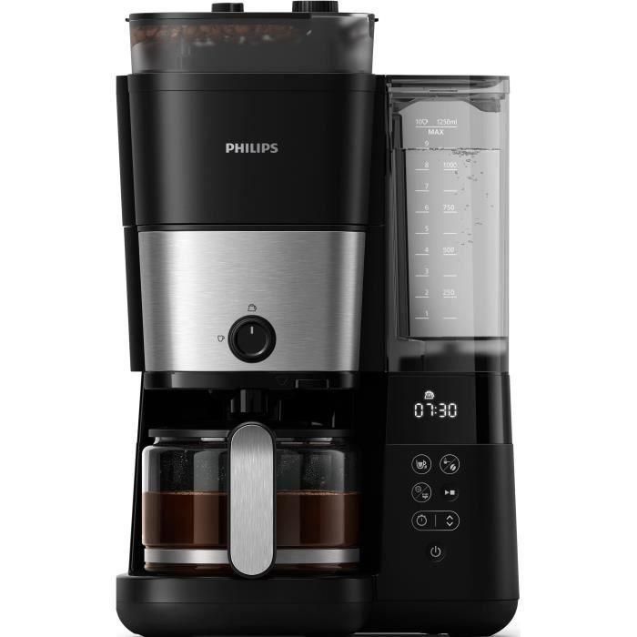 Cafetera de filtro con molinillo integrado - PHILIPS - HD7888/01 - Hasta 10 tazas - 1,25 L - Negra / Plata