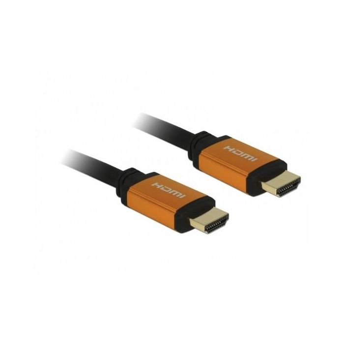 DeLOCK 85728 Cable HDMI Ultra High Speed 8K 60Hz, 1.5m, 48 Gbps, Macho-Macho, Negro/Oro