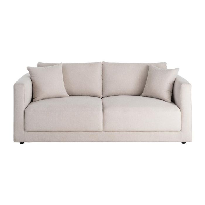 Sofá 3 Plazas Crema Tejido-Madera 210 X 96 X 86 cm