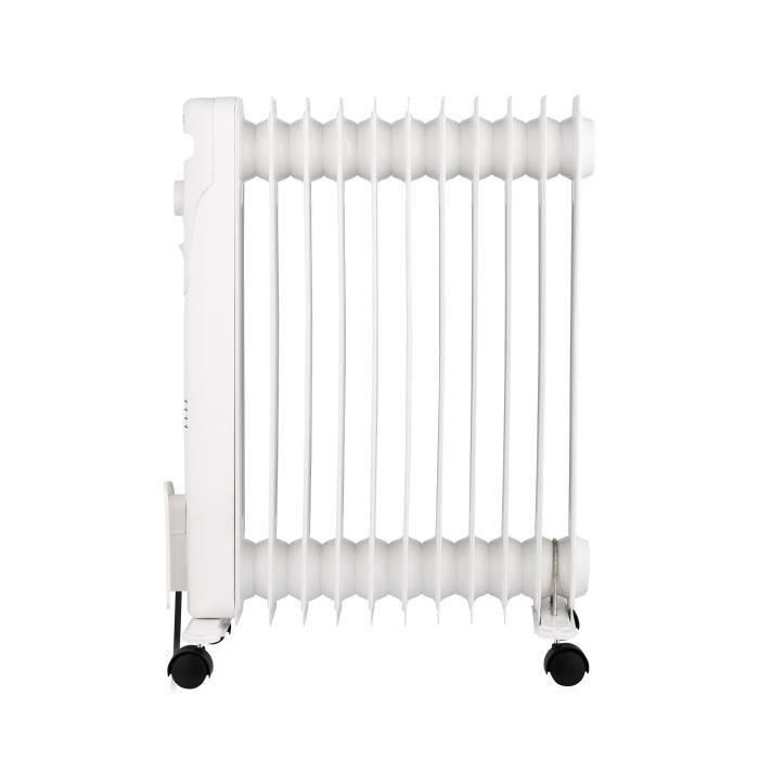 Oceanic Radiador Eléctrico de Aceite 2500W, 3 Potencias, 11 Elementos, Blanco, Móvil para Cualquier Habitación 4