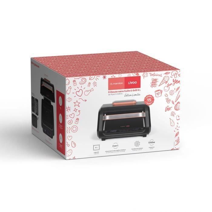 Livoo DOC305 Freidora y Grill sin Aceite Livoo x Marmiton 2 en 1 - 6 L, 1500-1700 W, 8 Programas, 4 Niveles de Calentamiento 5 Livoo DOC305 Freidora y Grill sin Aceite Livoo x Marmiton 2 en 1 - 6 L, 1500-1700 W, 8 Programas, 4 Niveles de Calentamiento 5