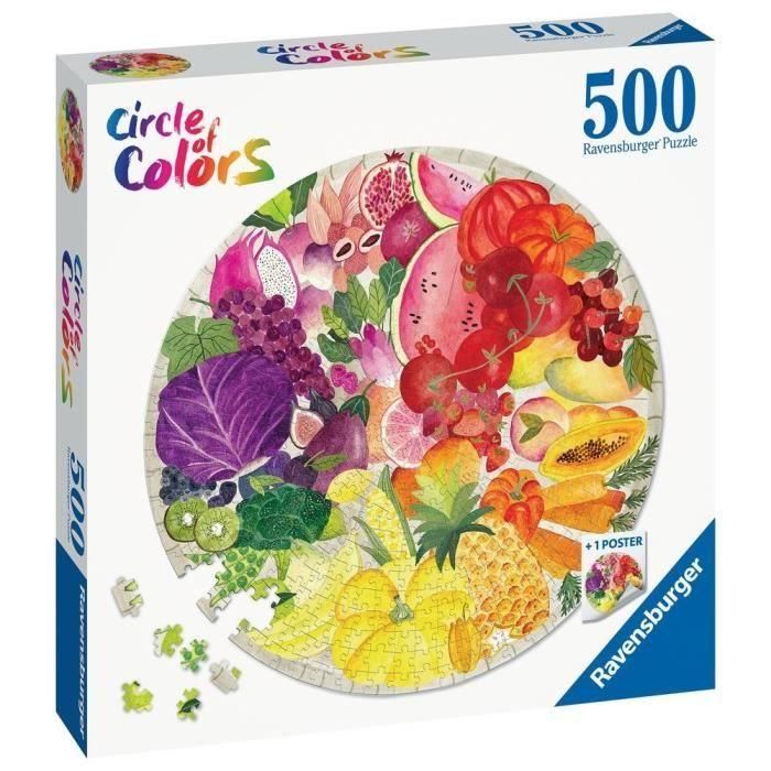 Ravensburger - Rompecabezas Redondo de 500 Piezas - Frutas y Verduras (Círculo de Colores) Ravensburger - Rompecabezas Redondo de 500 Piezas - Frutas y Verduras (Círculo de Colores)