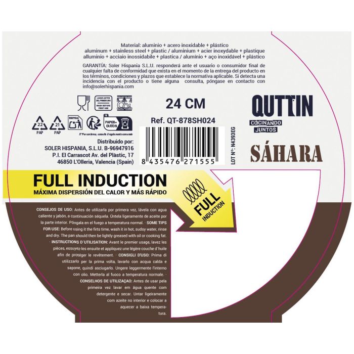 Quttin Sartén 24 cm Aluminio Forjado con Mango Soft-Touch Saha 3.0 mm (6 Unidades) 7