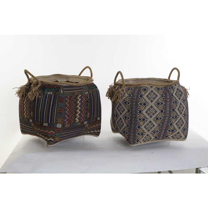 Cesta Boho DKD Home Decor Multicolor 41 x 40 x 41 cm (2 Unidades) Cesta Boho DKD Home Decor Multicolor 41 x 40 x 41 cm (2 Unidades)