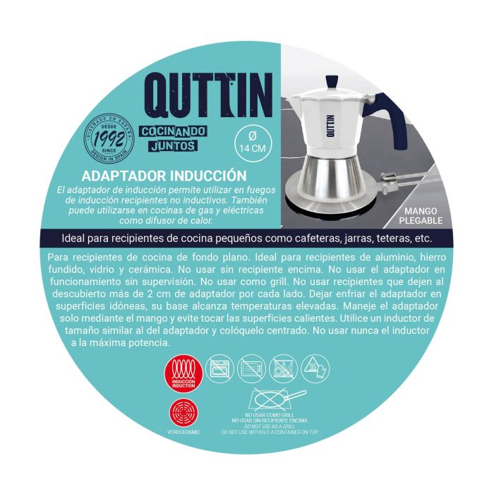Quttin Adaptador de Inducción 14 cm - Ancho 14 cm, Alto 2.5 cm, Largo 19.5 cm (8 Unidades) 5 Quttin Adaptador de Inducción 14 cm - Ancho 14 cm, Alto 2.5 cm, Largo 19.5 cm (8 Unidades) 5