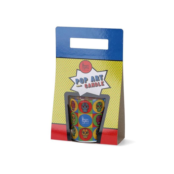 Magic Lights Vela en vaso pop art Skull Ø7,5x8,4cm 1 Magic Lights Vela en vaso pop art Skull Ø7,5x8,4cm 1