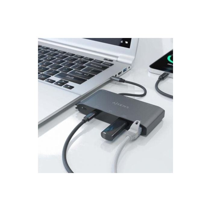 AISENS ASUC-8P010-GR Estación de Acoplamiento USB-C 8 en 1 para Portátil | Dock HDMI 4K, VGA, Gigabit Ethernet, 100W PD Gris 4 AISENS ASUC-8P010-GR Estación de Acoplamiento USB-C 8 en 1 para Portátil | Dock HDMI 4K, VGA, Gigabit Ethernet, 100W PD Gris 4