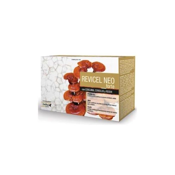 DIETMED Revicel Neo 30Amp. - Complemento con Cúrcuma, Reishi, Cordyceps, Coriolus, Vitaminas B12, D y Zinc. Modulador celular y antioxidante.