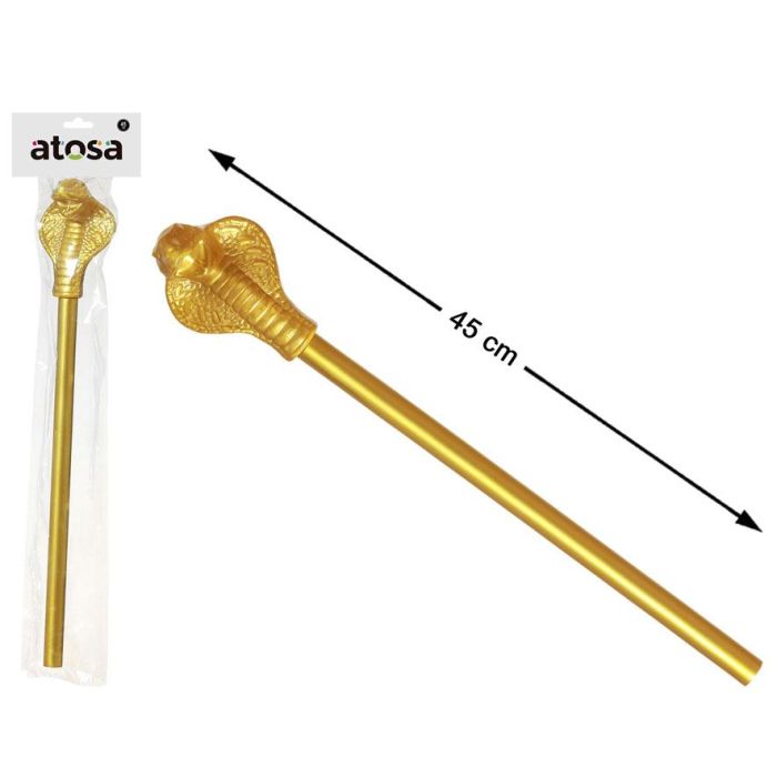 Bastón Dorado Egipcio con Cobra para Disfraz 45 cm