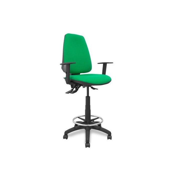 Taburete Piqueras Y Crespo Elche S Brazos Regulables Ergonomico Mecanismo Asincro Regulable En Altura Aro Reposapies Cromado Ruedas Nailon Asiento Y Respaldo Tapizados Bali Verde