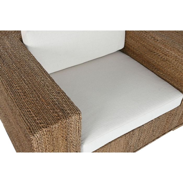 DKD Home Decor 1c25 Sillón Item Home de Fibra y Teca Natural Blanco con Cojines, Altura Asiento 44cm, Colección Banana, 117x92x65 cm 5