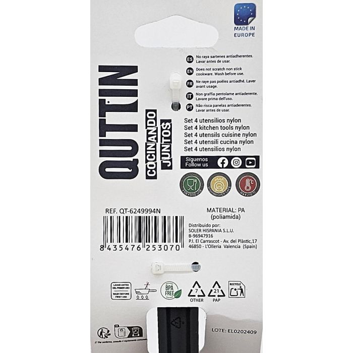 Quttin Set de 4 Utensilios de Cocina en Nylon Negro (15 Cajas) 9