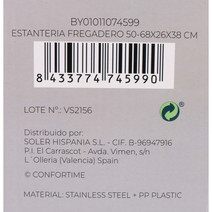 Estantería para Fregadero Confortime 50-68 x 26 x 38 cm (6 Unidades) 12 Estantería para Fregadero Confortime 50-68 x 26 x 38 cm (6 Unidades) 12