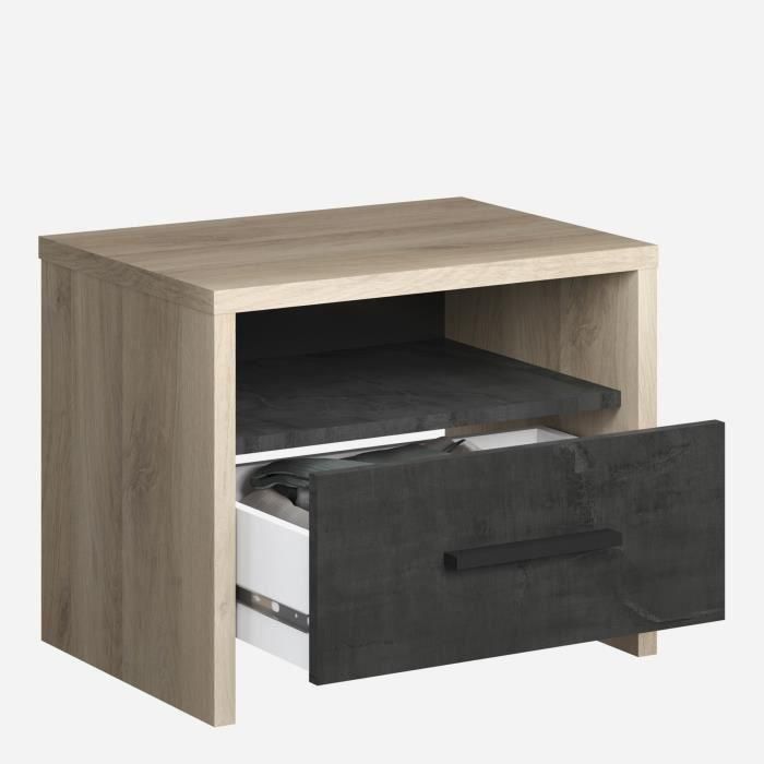 COLORADO Mesita de noche 1 cajón - Decoración Roble Kronberg - L 49.6 x P 36.3 x H 40.1 cm 2 COLORADO Mesita de noche 1 cajón - Decoración Roble Kronberg - L 49.6 x P 36.3 x H 40.1 cm 2