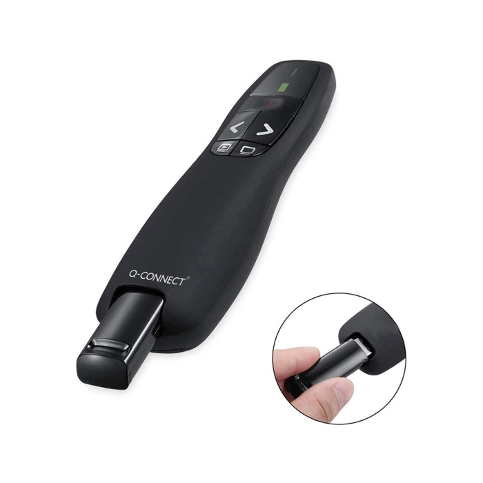 Q-connect Puntero Laser para Presentaciones 5 Botones Alcance 20 Metros Receptor USB 3