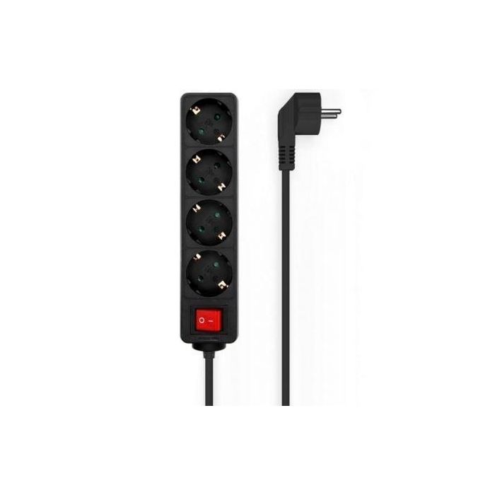 Aisens Base Multiple 4 Tomas Con Interruptor Con Cable 3x1,5 mm2, Negro, 1,4M Aisens Base Multiple 4 Tomas Con Interruptor Con Cable 3x1,5 mm2, Negro, 1,4M