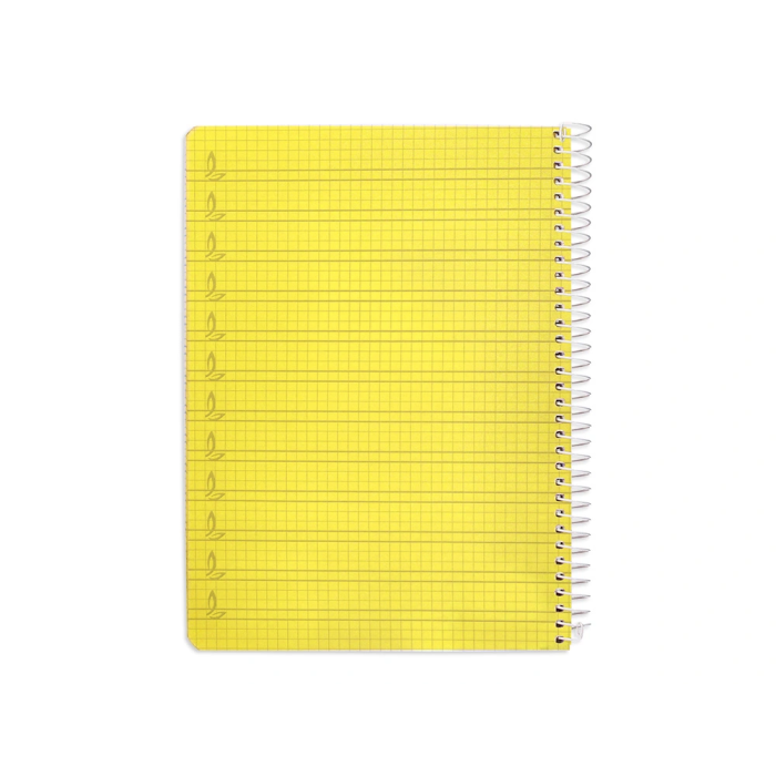 Liderpapel Cuaderno Espiral A5 Pautaguía Tapa Plástico 80 Hojas 90gr Cuadro Pautado 4mm con Margen Color Amarillo 2